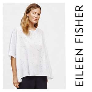 NEW! Eileen Fisher Organic Cotton Voile Splatter Print Box Top Oversized S / M